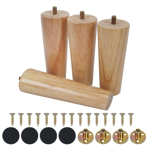 FOGAWA YAMLUO Juego de 4 Patas para Muebles de Madera Patas para Sofas 15cm Patas para Armario con Bases Protectoras Gabinetes de TV Mesita de Noche