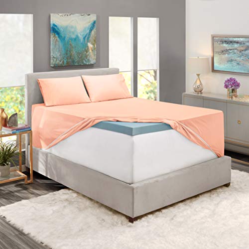 Image of Nestl Twin Bed Sheet Set - Peach - 3-Piece Extra Deep Pocket | Instantly Soft, Night-One Ready (No Wash Required). Fits Extra Deep Pockets up to 24 Inches, 360-Degree Elastic Grip