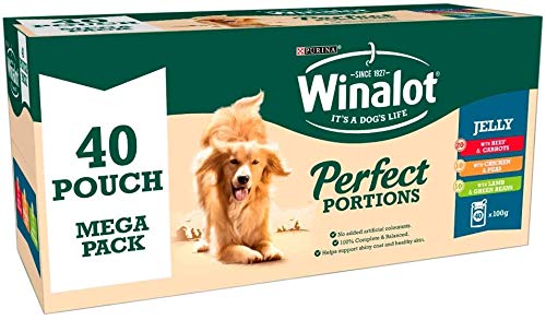 Winalot 3 x Perfect Portions Dog Food Pouches Meat in Jelly, 40 x 100g
