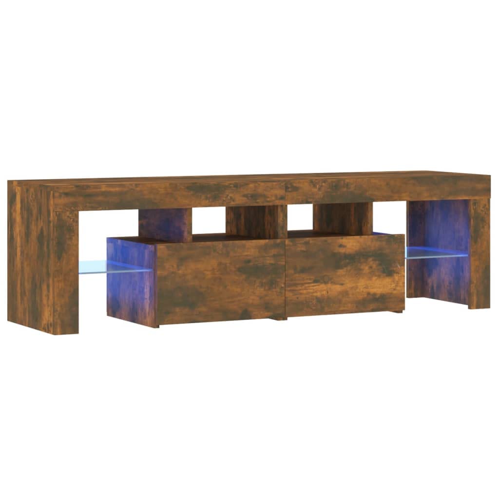 vidaXL Mobile Porta TV con Luci LED Rovere Fumo 60x38,5x48 cm