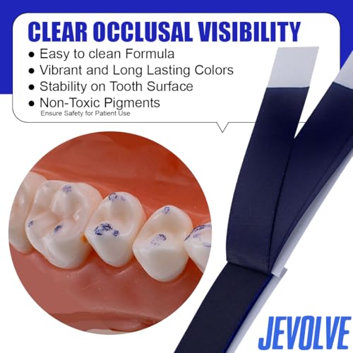 Image of 180 Sheets Dental Articulating Papers | Straight Shape Micron Bite Articulating Paper Doubled Side for Occlusal Adjustment - Thick Blue