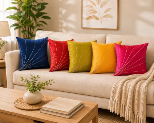 Image of JDX Attractive Multicolor Cushion Cover, Set of 5 (Multicolor)(Polyester)