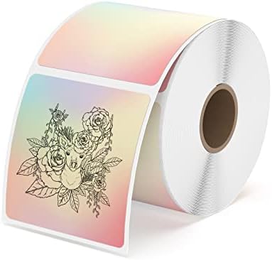 MUNBYN Square Thermal Label Stickers, 2 X 2 Rainbow Color Thermal Labels, Multi-Purpose Thermal Stickers for Business, DIY Logo Design, 500 Labels