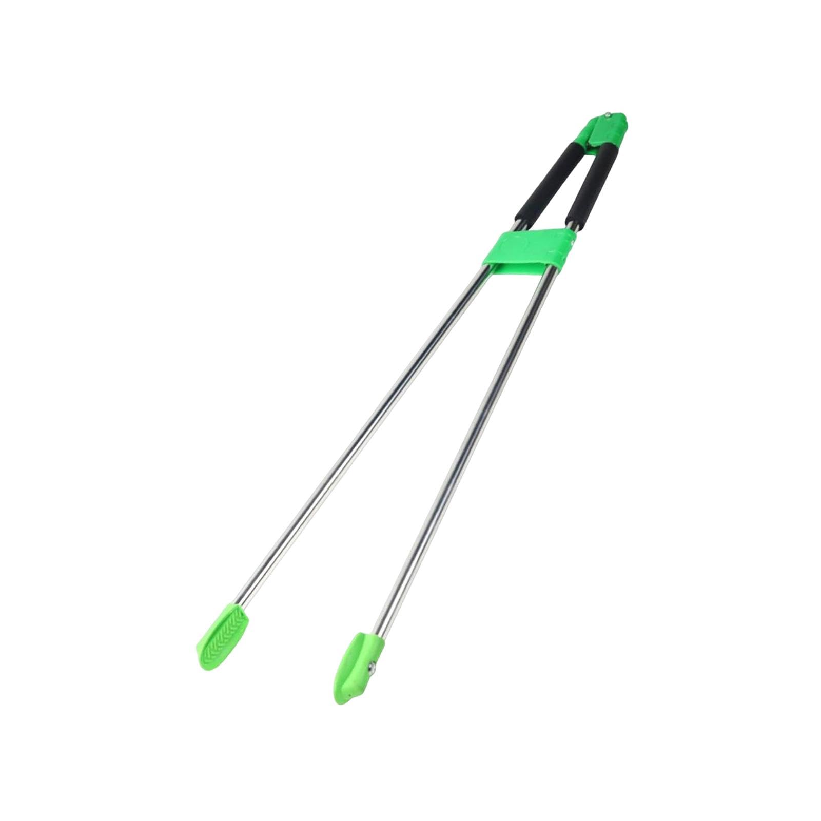 Pinza para Basura Recogedor Herramienta de Alcance Recogedor de Residuos con Barra Extra Larga Y Mango Cómodo Fabricada en Acero Inoxidable Adecuada P, Verde