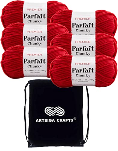 Hilo Parfait Chunky Cardinal Premier Yarns pack de 6 madejas de lana superabultada con bolsa 2