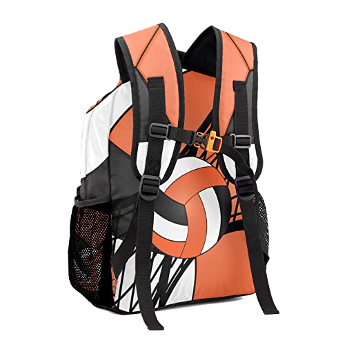 Personalized Volleyball Orange Black Custom Backpack Waterproof Multifunctional Daypack with Name Gift3