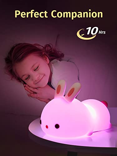 One Fire GJWH102221W1 Night Light For Kids Bunny Cute Lamp,16 Colors Cute Night Light Kids Night Light,Rechargeable Baby Night Light Toddler Night Light thumb #2