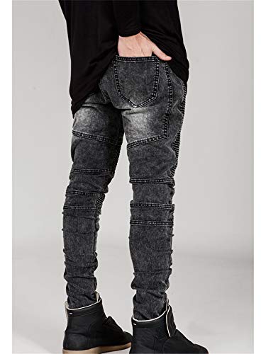 Andongnywell Men's Ripped Straight Holes Hip Hop Biker Stretchy Slim Fashion Jeans Stretch Distressed Trousers4