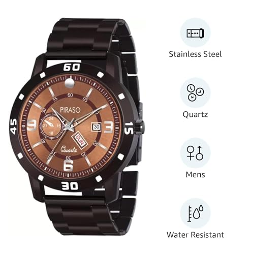 Image of PIRASO Analog Day and Date Working Display MESH Strap Watch for Men & Boys
