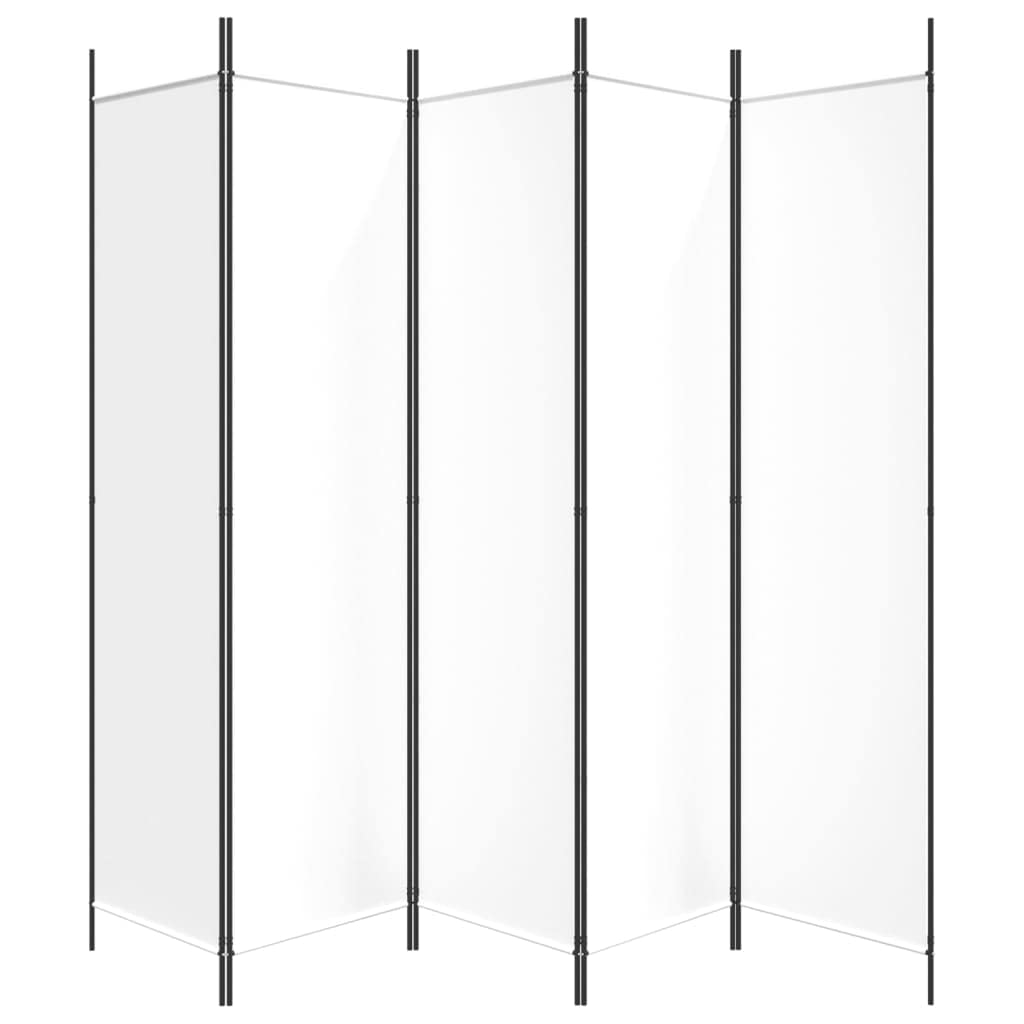 Biombo de 5 paneles, blanco, 250x200 cm, de tela, separador de espacio, divisor de habitación moderno, para interiores, balcón, protección de la vista, terraza, área privada, vestidor, para