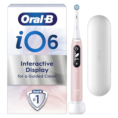 Oral-B iO6 Electric Toothbrushes For Adults, 1 Toothbrush Head & Travel Case, 5 Modes with Ultra-Sensitive, Sensitive Edition, UK 2 Pin Plug, Pink Sand (Packaging may Vary)