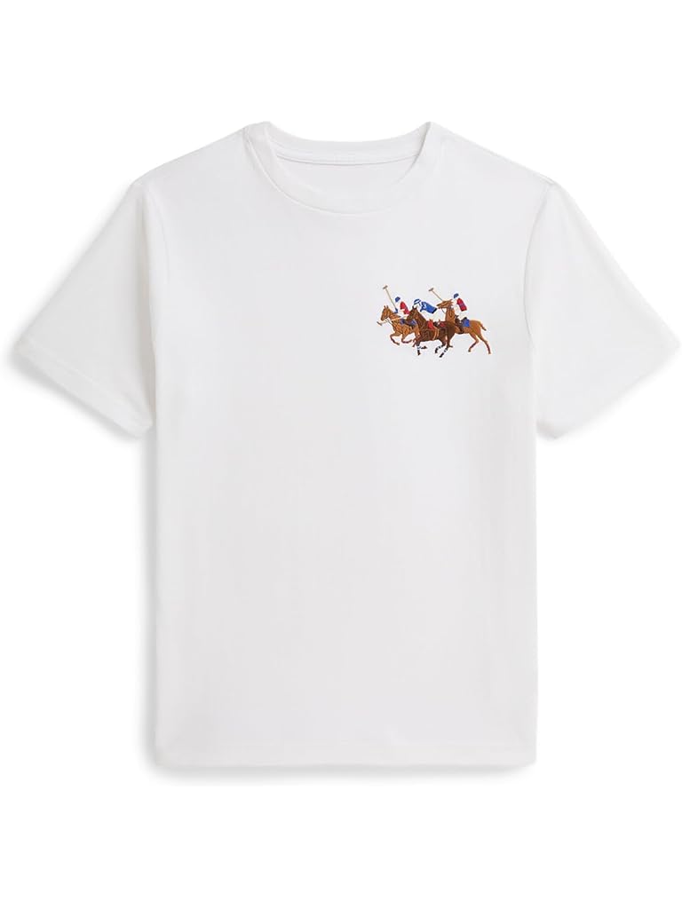 White Polo Ralph Lauren Triple-pony Cotton Jersey Tee (big Kid)