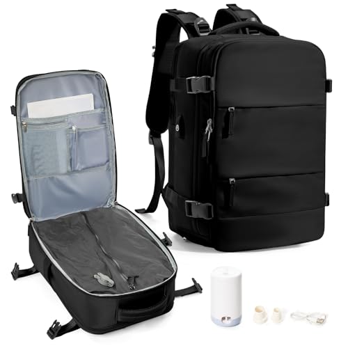 Black Vacuum Backpack Travel Air Backpack with Pump Personal Item Carry On Backpacks Flight Approved Laptop Work Seal Compression Bags Men Women Vacpack Business College Casual Daypack