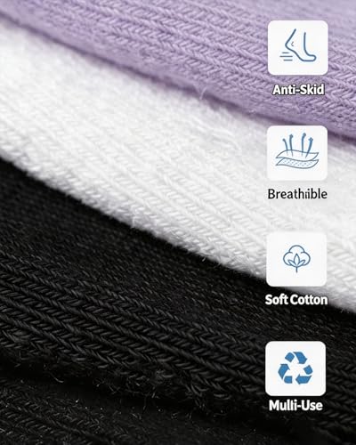 Image of AURUZA Pilates Grip Socks for Women Non Slip Skid Yoga Socks with Grips Straps for Ballet Dance Workout Gripper Sock