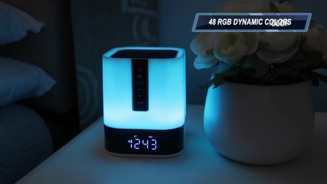 Réveil Lumineux Enceinte Bluetooth Portable, Lampe De Chevet Tactile Reveil Avec 30 Sons Machine à Bruit Blanc, Haut-Parleur Bluetooth Veilleuse Enfant Réveil Matin, Minuterie, Cadeau Garçon, Fille