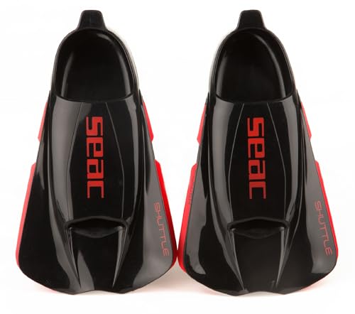 Seac Shuttle Pinne Corte Da Nuoto 100% Silicone Per Allenamenti Cardio E Di Forza, Unisex Adulto, Nero/Rosso (Black/Red Power), 42/43 Eu - 2