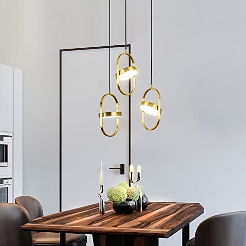 Lampe suspendue LED or moderne réglable pour salon