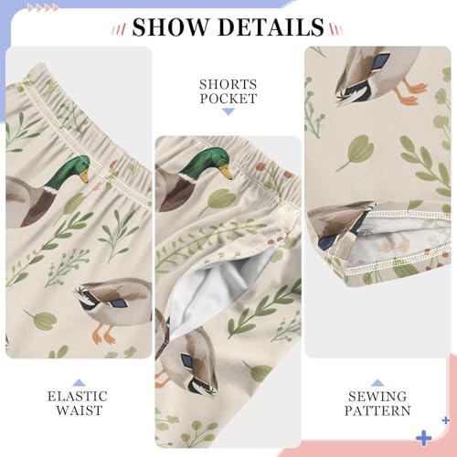 ALAZA Mallard Leaf Duck Blossom Pajama Lounge Pants Long Sleep Pajama Bottoms with Pockets4