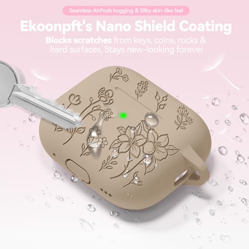 Image of for Airpods Pro 3 Case, Flower Engraved Case Cover Compatible with AirPods Pro 3rd Generation 2025, Soft Silicone Cases with Cute Keychain & Cleaner for Women Girly, Shockproof