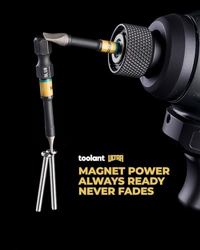 Image of toolant SL1 /4 inch x 2 inch Magnetic Slotted Impact Bits, 2-Piece Set | Impact Steel X2 and CNC-machined micro-textured tips provide secure grip and controlled torque.