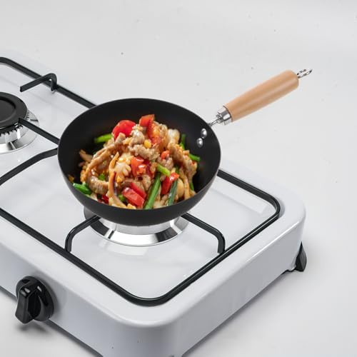 Wok pequeño de hierro fundido con tapa antiadherente miniatura 4