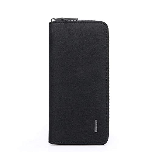 WOOLALA Mens Wallet Waterproof Canvas Zipper Arrounded Large Capacity Accordion Folded Cash Cards Phone Holder Long Wallet