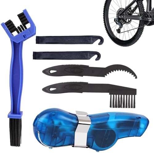 Vjeybv Cepillo de limpieza para bicicletas, kit de limpieza de cadena multiusos, cepillo de cadena de bicicletas, kit de limpieza de bicicletas portátil, cepillo de limpieza de cadena para la mayoría