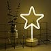 Produktbild eaaerr LED- Star Neonlicht Zeichen Neon Schilder Lampen Blitz Neon Lights warmes Weiß Dekor-Blitz Neonlichter Batterie/USB Powered Nachtlicht für Weihnachten Kinderzimmer Wohnzimmer Hochzeit Dekor