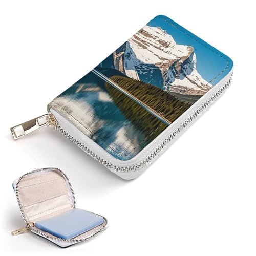 RFID Credit Card Holder Wallets for Women Cute Small Leather Ladies Cardholder Wallets Panorama of The Lake Louise Mountains Card Organizer Case with Zipper2