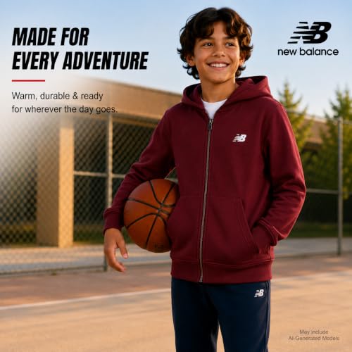 Image of New Balance Boys Zip Up Warm Fleece Hoodie Sweatshirt, Activewear 8-20