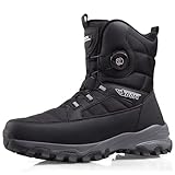 LHSJYG Schneeschuhe Herren Winterstiefel mit Drehknopf, Plüsch, warme Baumwollstiefel,...