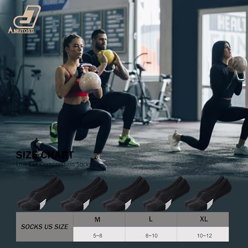 Image of Amutost Womens No Show Socks Anti-Slip Cushioned Breathable 5-10Pairs | Silicone heel grips, Arch compression band, Elastic cuffs, Moisture wicking, Size 6-8 /7-9 /9-11, Reduces blisters