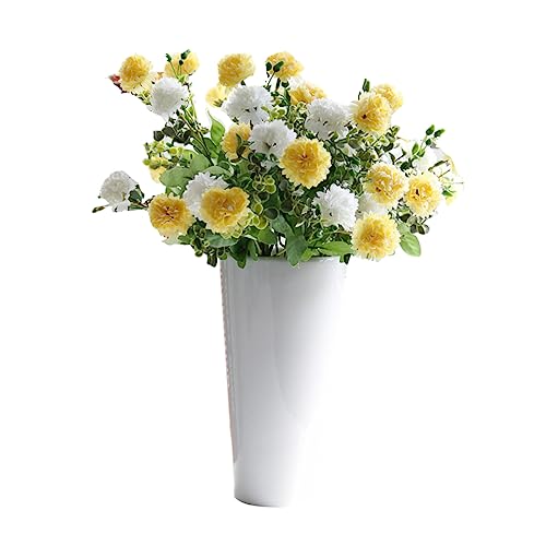 Ciieeo Künstlicher Lilienstrauß aus Seide Gefälschte Blumen für Hochzeitsarrangements und Heimdekoration Weiß und Gelb Pflegeleichtes Blumenarrangement für Jahreszeiten