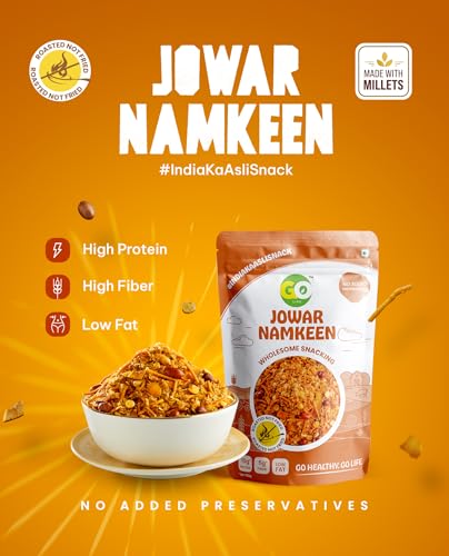 Image of GO LIFE Jowar Namkeen (250G) | Healthy & Tasty Khatta Meetha Millet Snack | Roasted Not Fried, Protein-Rich, High Fiber, Gluten-Free, Zero Preservatives | Perfect Diet Snacks | Anytime Snacking