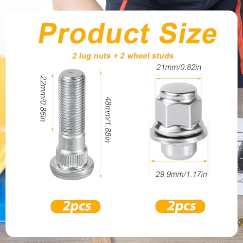 Image of PEUTIER 4pcs M12x1.25 Wheel Stud and Lug Nut Kit, Trailer Lug Nuts Compatible with Infiniti EX35 G37 Q70 Q50 QX50 Nissan Pathfinder Frontier Altima Sentra Armada Murano Maxima 350Z 370Z, Silver