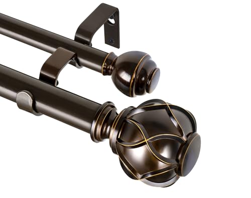 KAMANINA 1 Inch Double Curtain Rods 66 to 120 Inches (5.5-10 Feet) Telescoping Heavy Duty Drapery...