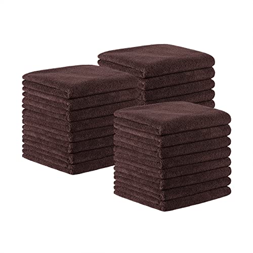 Image of Arkwright Bleach Resistant Salon Towels 24 Pack - Microfiber Hair Towels, Soft, Absorbent, Quick Dry, Lint Free Spa & Barber Towels for Hair Stylist, Nail Salon & Esthetician, 16 x 27, Brown