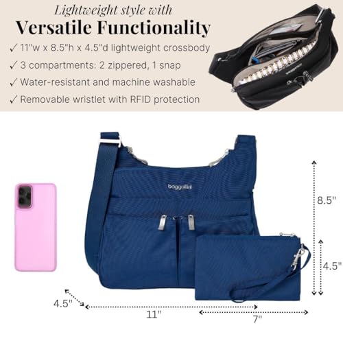 Image of Baggallini Crossbody Travel Bag 11x8.5 Lightweight Water-resistant Nylon Handbag