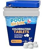 Pool Shark Swimming Pool Chlorine Tablets - 3-Inch Chlorine Tablets - Slow-Dissolving 90% Active Chlorine Tabs - Pool Chemicals for Inground Pools, Above Ground Pools, Saltwater, Spa, Hot Tub (25 lbs)