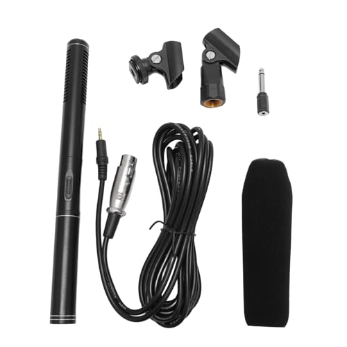 Image of Condenser Interview Microphone, Handheld Mic for DSLR Camera, Cardioid Pickup Pattern with Holder Wind Foam, Reporter Mic for Media Interviews