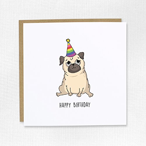 Biglietto di auguri di compleanno con carlino