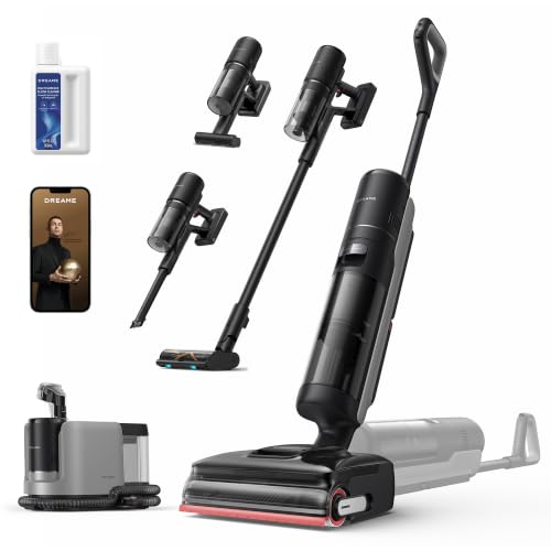 dreame H15 Mix 7-In-1 Aspirapolvere Lavapavimenti, Braccio Robotico IA | Pulizia Bordi su 3 Lati, Aspir. 23.000 Pa, Dosaggio Int., 0 Grovigli, Lav. Spazzola a 100 °C, Asc. 5 min 90 °C, Design Piatto