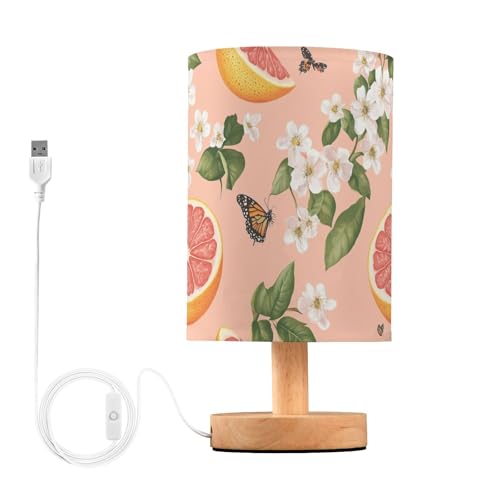 Lámpara de mesa cilíndrica para espacios pequeños, lámpara de mesa para candelabros de escritorio, pomelo fresco, fruta y melocotón