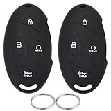 Lcyam Silicone Key Case Key Fob Cover for Hyundai 2024 Kona N-Line Elantra SEL 5/7 Button 2023 IONIQ (Black Black)