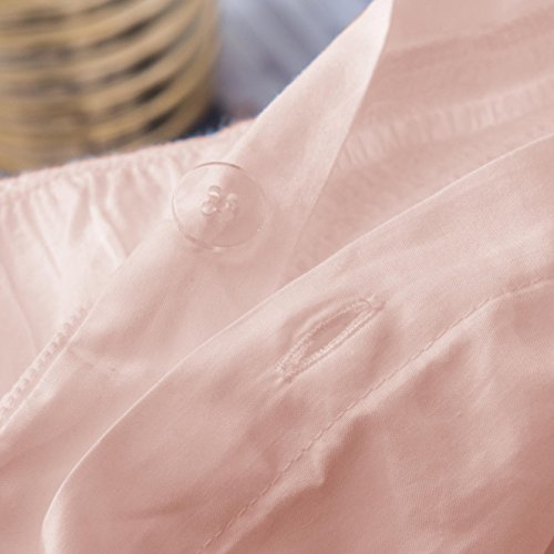 Merryfeel Seersucker Duvet Cover King Set,100% Cotton Seersucker Stripe Duvet Cover Set - Pink Bedding Set,Breathable 3 Pieces For All Season #TOP4