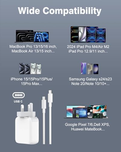 Cargador USB C 70W con cable de 2 metros para MacBook Air Pro e iPad 4