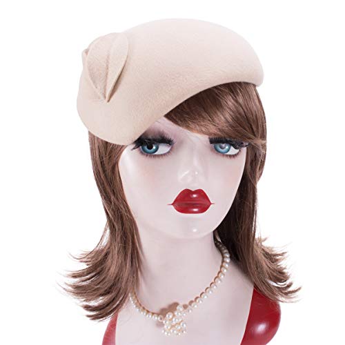 Lawliet Teardrop Women Wool Felt Fascinator Hat Flower Tam Beret Casque A574 (Camel) #TOP5