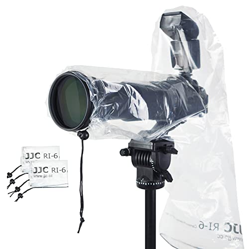 JJC Kamera-Regenschutz für Canon, Nikon, Sony, Kameras mit Objektiv und Blitz bis zu 35 x 17,5 cm (L x B), transparente Kamera-Regenmantel-Regenhülle, 2 Stück