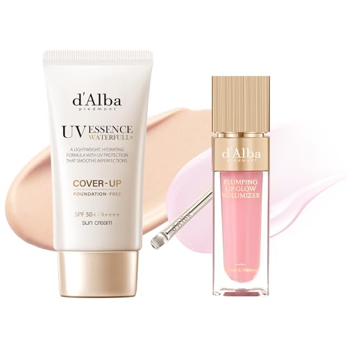 [d'Alba����] 2��Z�b�g/UV�x�[�X&���b�v�v�����p�[ �J�o�[&���邨�� �J�o�[�x�[�W�� UV�G�b�Z���X�T���N���[�� 50ml + �v�����s���O���b�v�O���E���[�h�{�����[�}�C�U�[ (�t�B�[�u���s���N) SPF50+ PA++++ �J�o�[�� ���ω��n