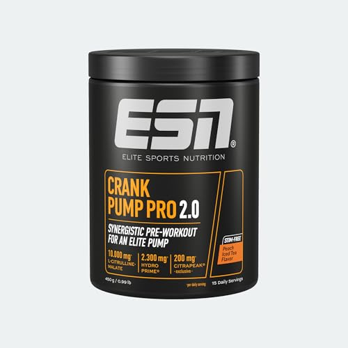 ESN Crank Pump Pro 2.0 Peach Iced Tea 450 g Pre Workout Booster - made in Germany